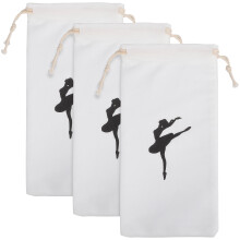 18Pcs Durable White Ballet Dance Shoe Bags Drawstring Storage Pouches
