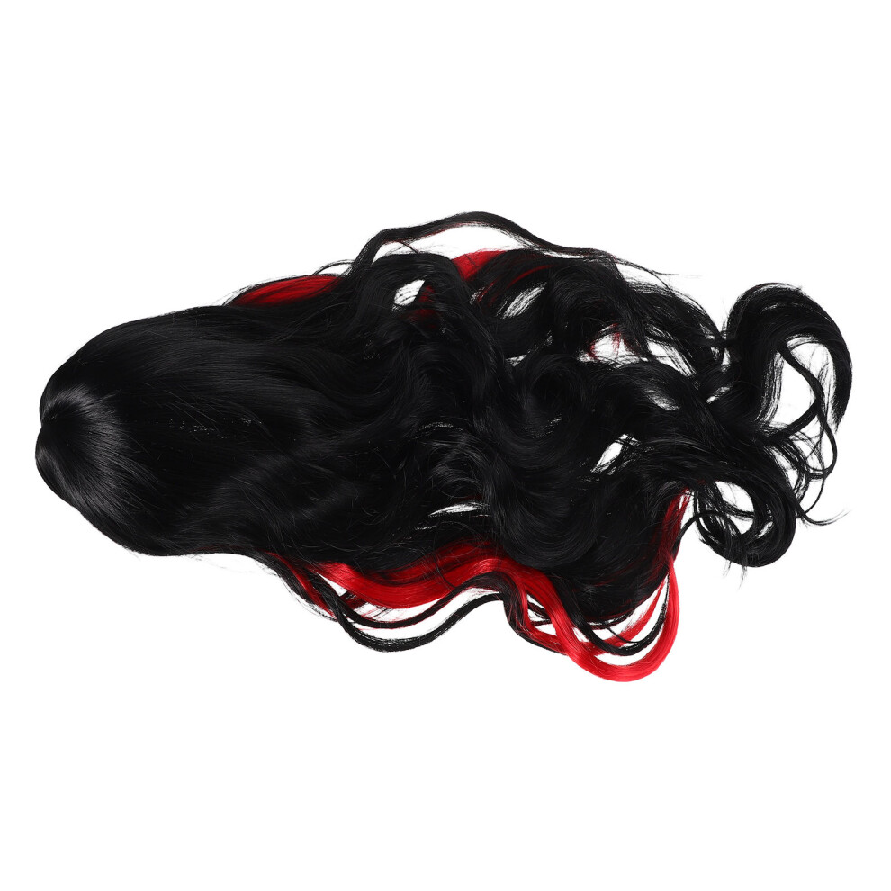 Vaguelly 4Pcs Cosplay Black Synthetic Wavy Wigs For Women Durable Lightweight