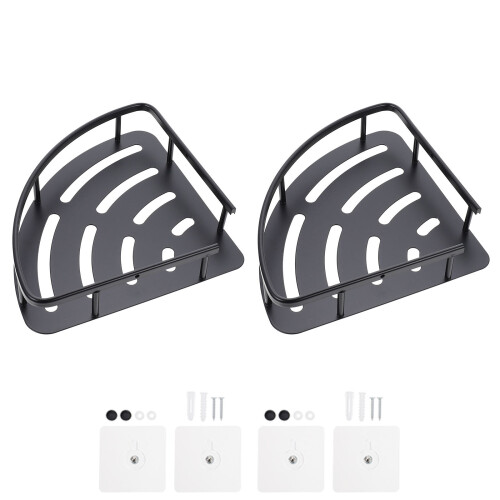 4Pcs Strong Load-Bearing Black Aluminum Triangle Bathroom Shelf