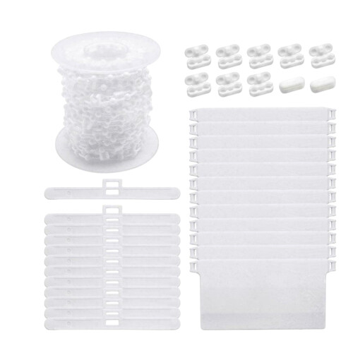 2Sets White Vertical Blind Chain & Slat Accessories Plastic Repair Set