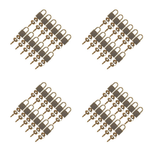 48Sets Light Brown Mini Padlock Set for Boxes Vintage Design 2