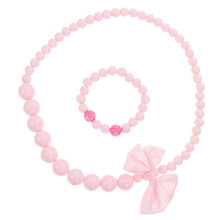 3Pcs Kids Beads Necklace Red Bowknot Beaded Necklace Comfortable