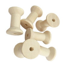20Pcs Unfinished Wooden Spools Beige Bobbins for Sewing and Crafting