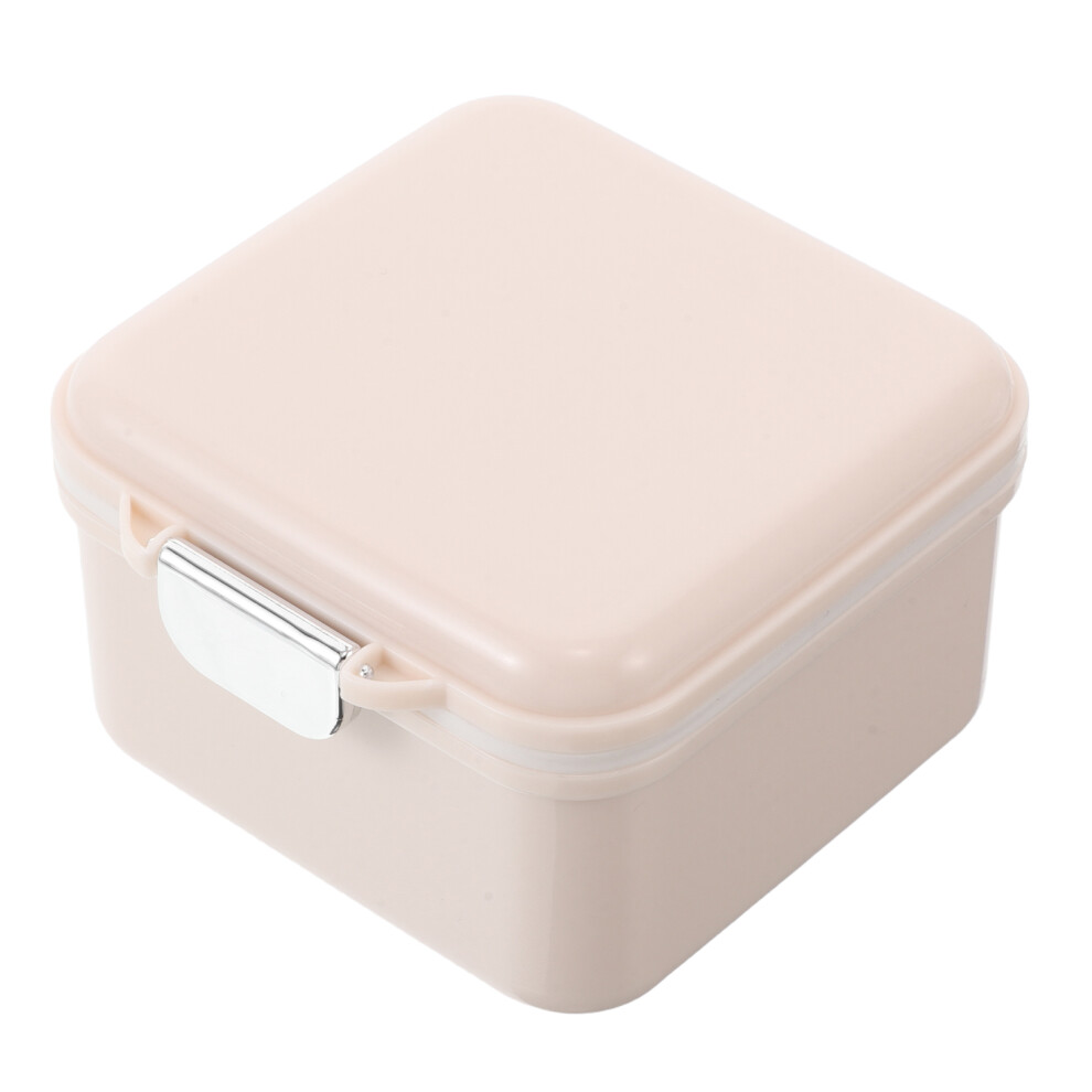 Vaguelly 2Pcs Travel Denture Case With Mirror Plastic Retainer Container Khaki