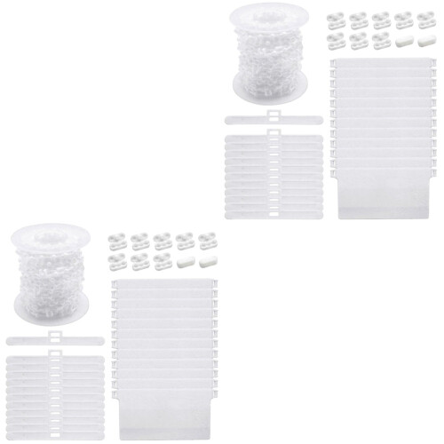 2Sets White Vertical Blind Chain & Slat Accessories Plastic Repair Set 2