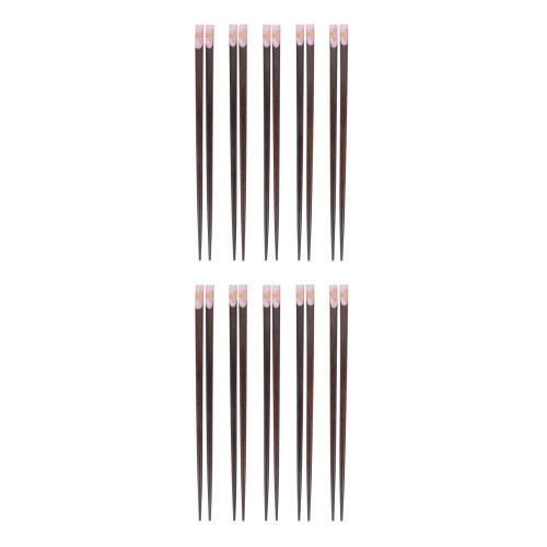 10Pairs Creative Wood Chopsticks Printed Set for Home Use Light Brown 2
