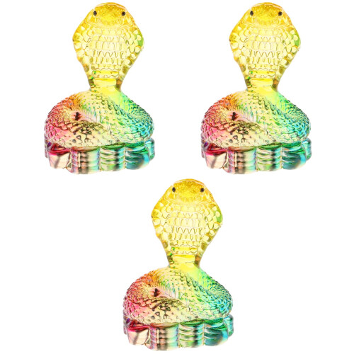 3Pcs Multi Color Crystal Snake Model Flat Bottom Table Decor 2