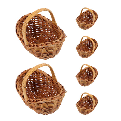 12Pcs Lightweight Mini Picnic Baskets Handwoven Rattan Light Brown 1