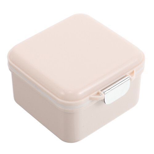 2Pcs Travel Denture Case with Mirror Plastic Retainer Container Khaki 2