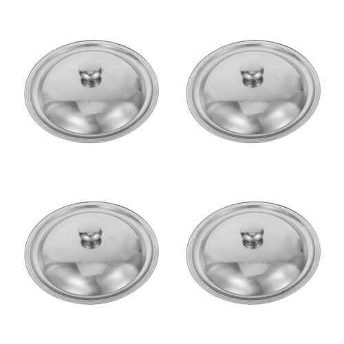 4Pcs Easy Clean Stainless Steel Pan Lids Universal Pot Covers Silver 2