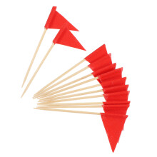 180Pcs Mini Red Triangle Flag Picks Paper and Wood Cocktail Toothpicks