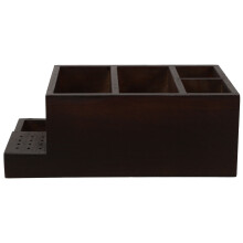 3Pcs Wooden Nail Drill Bit Organizer Dark Brown Manicure Storage Box