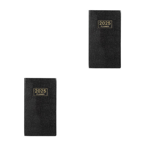 2Pcs Compact Black 2025 Planner Weekly Appointment Office Notebook 2