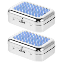 2Pcs Compact Blue Metal Ashtrays with Waterproof Lid for Car and Patio