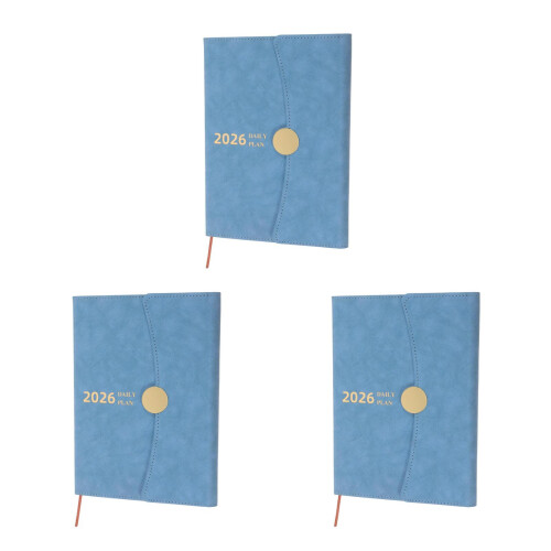 3Pcs PU Weekly Planner Notebook Sky-Blue with Index 2