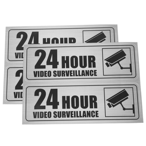 Black Adhesive Security Camera Warning Stickers for Public Spaces 1