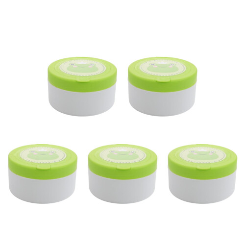 5Pcs Portable Puff and Container Soft Plush Green 2