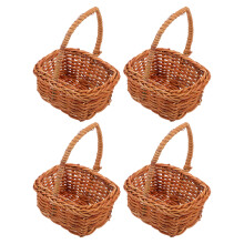12Pcs Small Woven Rattan Basket Set Brown Miniature Storage and Decor