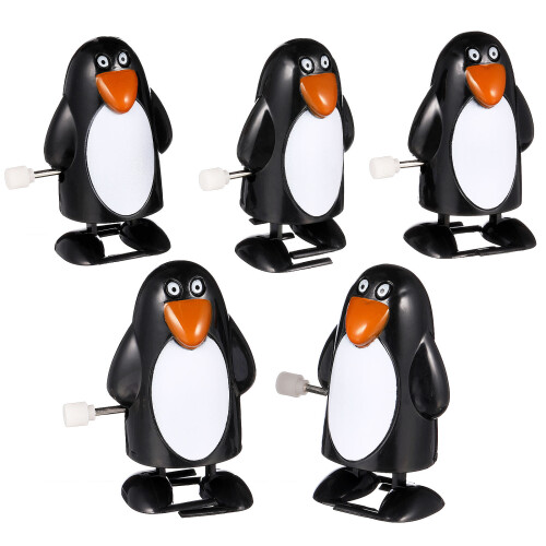 25Pcs Durable Penguin Wind-Up Toys Black Clockwork Kids Playthings