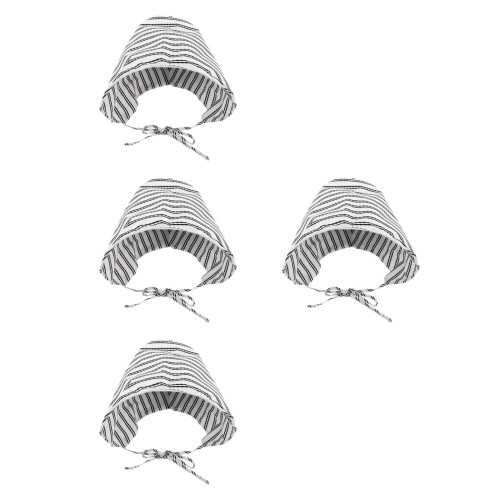 4Pcs Women's Stylish Stripe Beach Hat Foldable Wide Brim Uv Protection 2