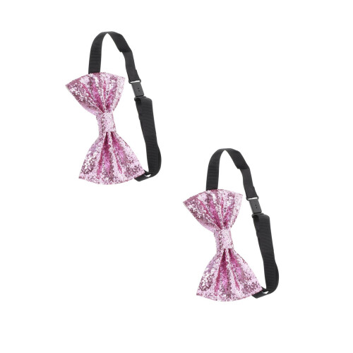 2Pcs Adjustable Pink Sequin Bow Tie Men Elegant Party Formal Accessory 2