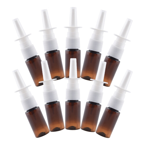 40Pcs Refillable Nasal Spray Bottles Pet Plastic Leak-Proof Brown