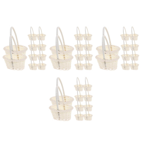 40Pcs White Handheld Woven Fruit and Vegetable Storage Baskets 2