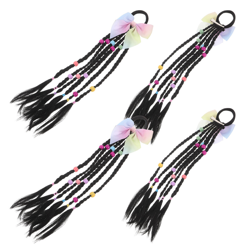 Solustre Unisex 12Pcs Clip-In Kids Braided Hair Extensions With Bow Knot For Children