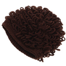 2St Gebreide Baby Donkerbruin Afro Pruik Stijl Warm En Elastisch