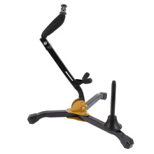 2St Zwart Saxofoonstandaard Iron ABS Met Spons, Vouwbaar En Duurzaam
