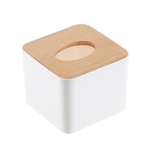 Square Tissue Box Tissue Box with Wooden Lid Household Removable Wooden Tissue Box