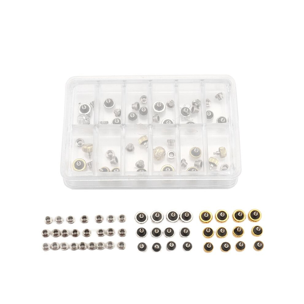 48Pcs Watch Crowns Watch Waterproof Replacement Assorted Repair Tools With Box 4712653587697