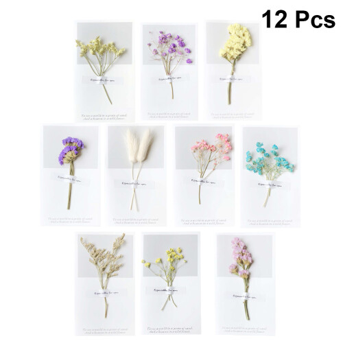 24Pièces Carte En Bambou Avec Décor Floral Séché 2