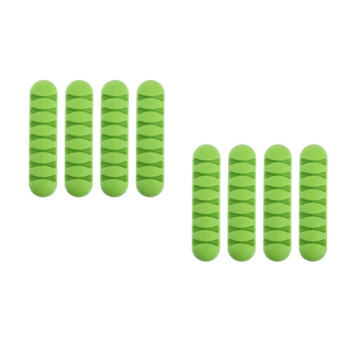8Pièces Fixateurs Adhésifs Vert En Silicone Pour Organisation Câbles 2