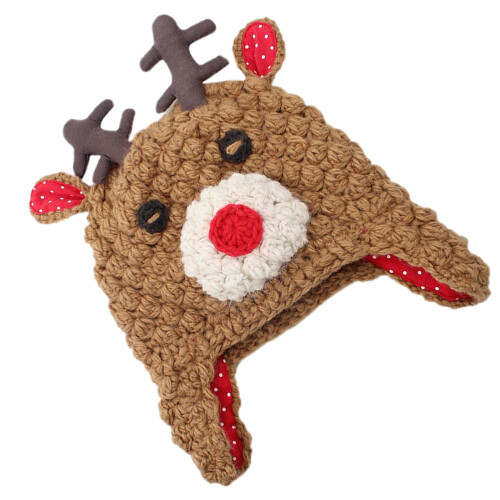 2Pièces Bonnet Bébé Tricoté Motif Cerf Et