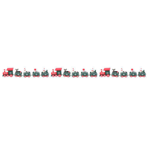 3Pièces Train Enfant Vert En Bois Noël Figurine 2