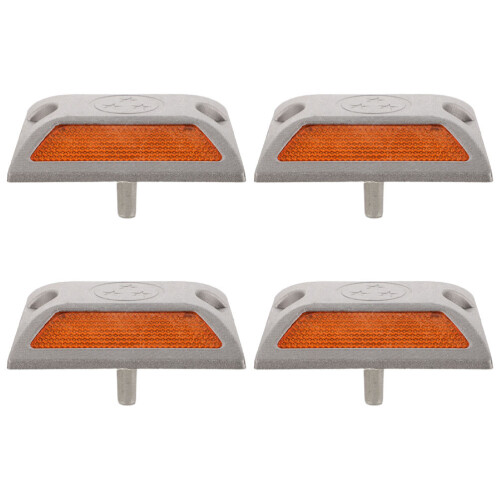 8Pcs Durable Aluminum Reflective Road Studs Orange Night Warning