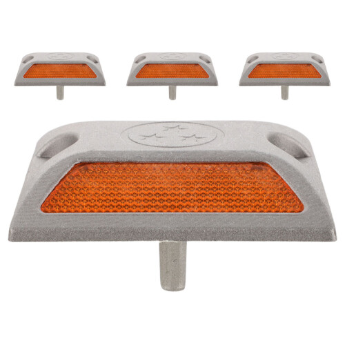 8Pcs Durable Aluminum Reflective Road Studs Orange Night Warning 1