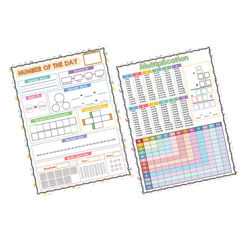 10Pcs Assorted Color Multiplication Chart Whiteboard for Classroom Use 2