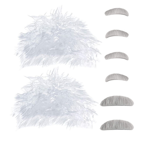 4Sets Soft P Wire Scientist Wig Beard Eyebrows Funny Cosplay Accessory