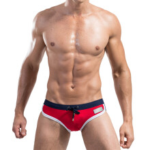 3Pcs Men's Triangle Bikini Swimwear Red Lightweight Swimming Pants