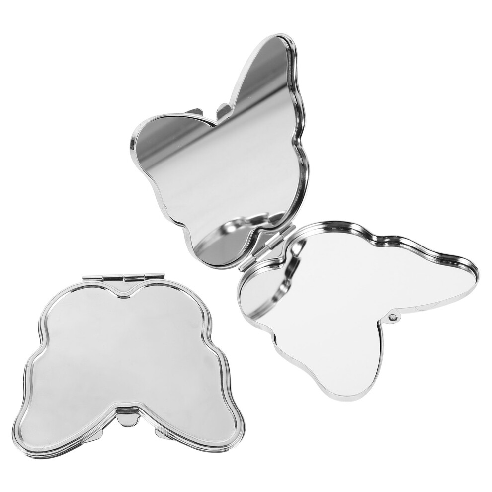 Happyyami Silver 8Pcs Compact Mirror Portable Handheld Makeup Mirror For Travel