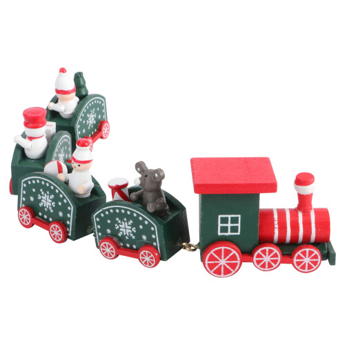 3Pièces Train Enfant Vert En Bois Noël Figurine 1