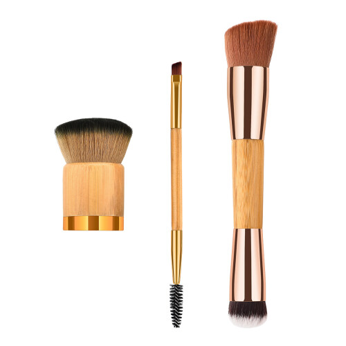 9Pcs Cosmetics Brush Set Bamboo Handle Nylon Bristles Assorted Colors