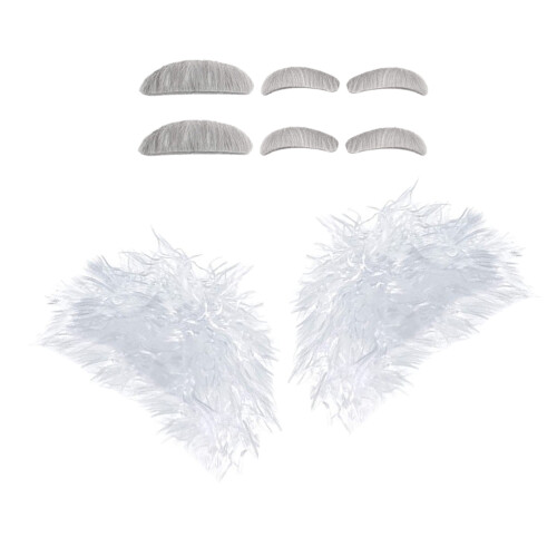4Sets Soft P Wire Scientist Wig Beard Eyebrows Funny Cosplay Accessory 2