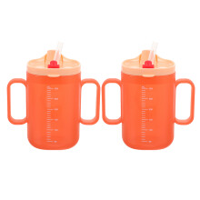 6Pcs Ergonomic Orange Spillproof Cups with Straw for Kids and Elderly