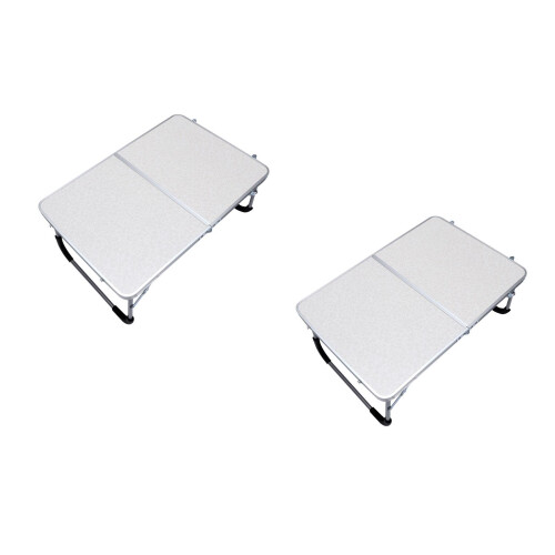 2Pcs Lightweight Aluminium Folding Table White for Picnic Camping 2