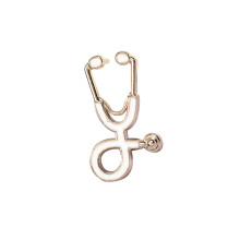 1Pc Golden Alloy Stethoscope Brooch Pin Badge