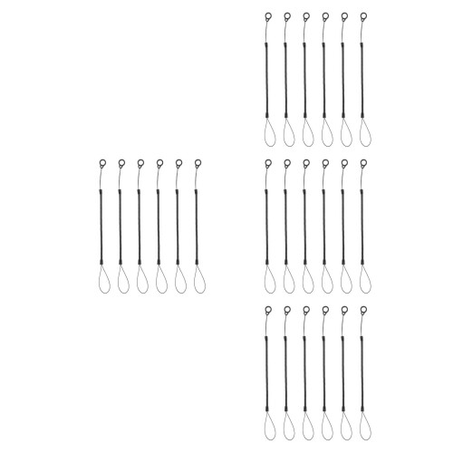24Pcs Spring Coiled Stylus Pen Lanyard Black Plastic 2