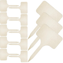 240Pcs Handcrafted Wooden Plant Tags Beige Decorative Garden Stakes